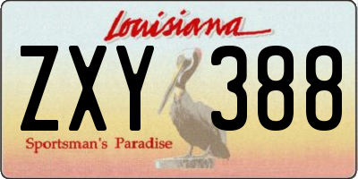 LA license plate ZXY388