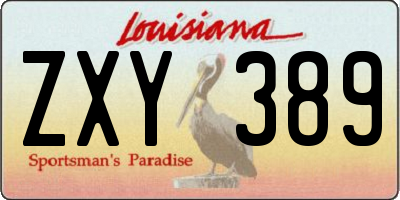 LA license plate ZXY389