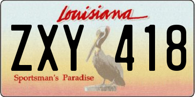 LA license plate ZXY418