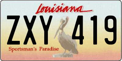 LA license plate ZXY419