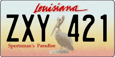 LA license plate ZXY421