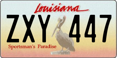 LA license plate ZXY447