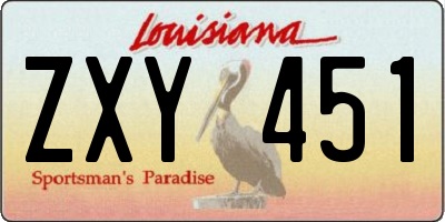 LA license plate ZXY451
