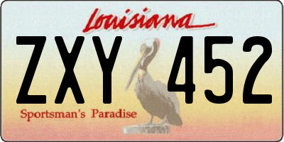LA license plate ZXY452