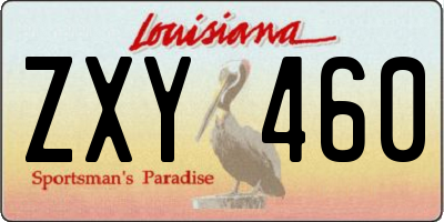 LA license plate ZXY460