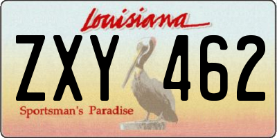 LA license plate ZXY462