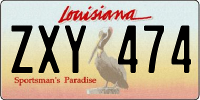 LA license plate ZXY474