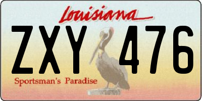 LA license plate ZXY476