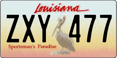 LA license plate ZXY477