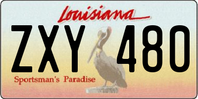 LA license plate ZXY480