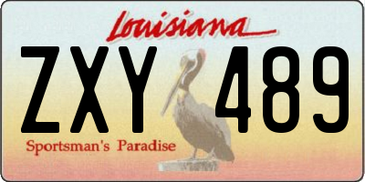 LA license plate ZXY489