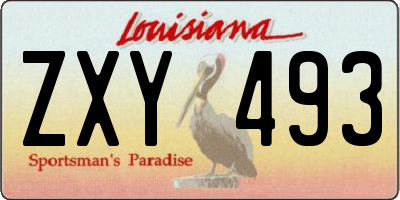 LA license plate ZXY493