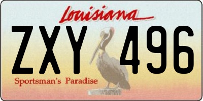 LA license plate ZXY496