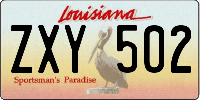 LA license plate ZXY502