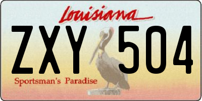 LA license plate ZXY504