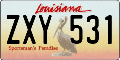 LA license plate ZXY531