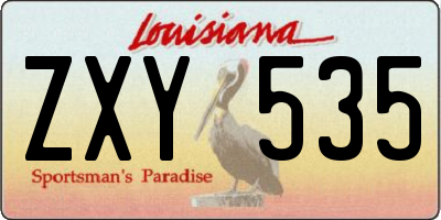 LA license plate ZXY535