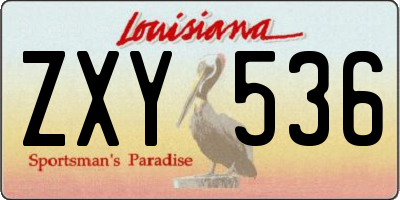LA license plate ZXY536