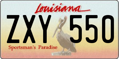 LA license plate ZXY550