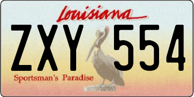LA license plate ZXY554