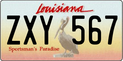 LA license plate ZXY567