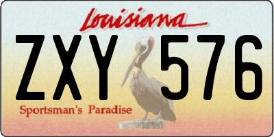 LA license plate ZXY576