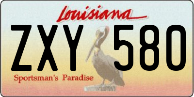 LA license plate ZXY580