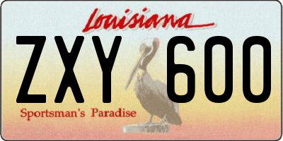 LA license plate ZXY600