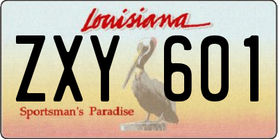 LA license plate ZXY601