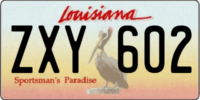 LA license plate ZXY602