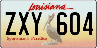 LA license plate ZXY604