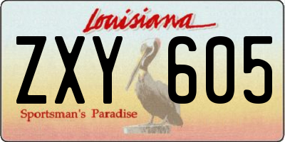 LA license plate ZXY605