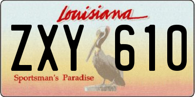 LA license plate ZXY610