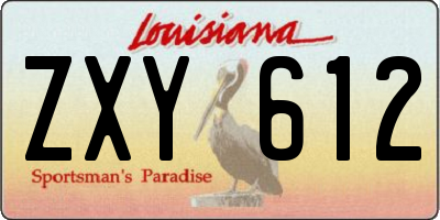 LA license plate ZXY612