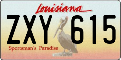 LA license plate ZXY615