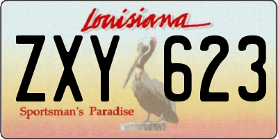 LA license plate ZXY623