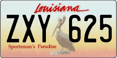 LA license plate ZXY625