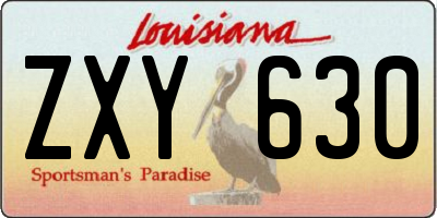 LA license plate ZXY630