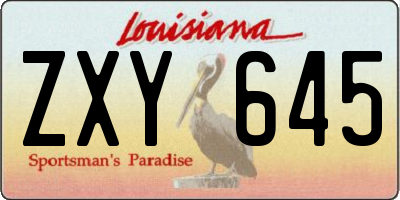 LA license plate ZXY645