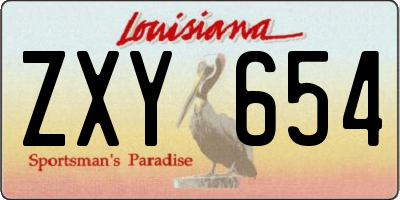 LA license plate ZXY654