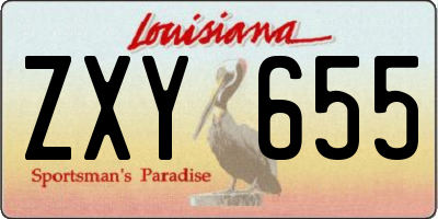 LA license plate ZXY655