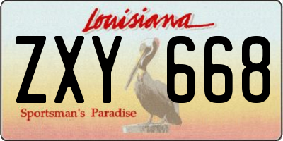 LA license plate ZXY668