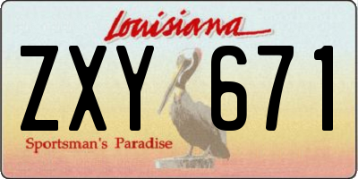 LA license plate ZXY671