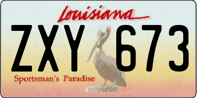 LA license plate ZXY673
