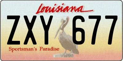 LA license plate ZXY677