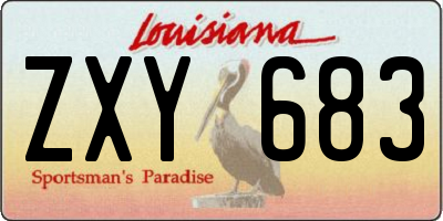 LA license plate ZXY683