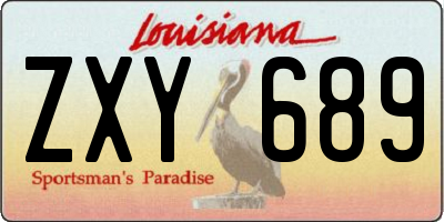 LA license plate ZXY689