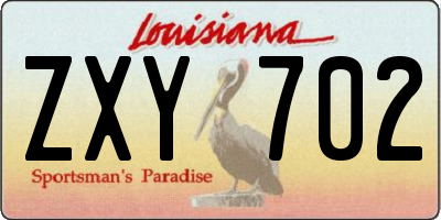 LA license plate ZXY702