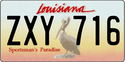 LA license plate ZXY716