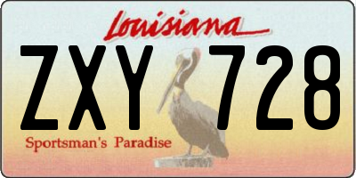 LA license plate ZXY728